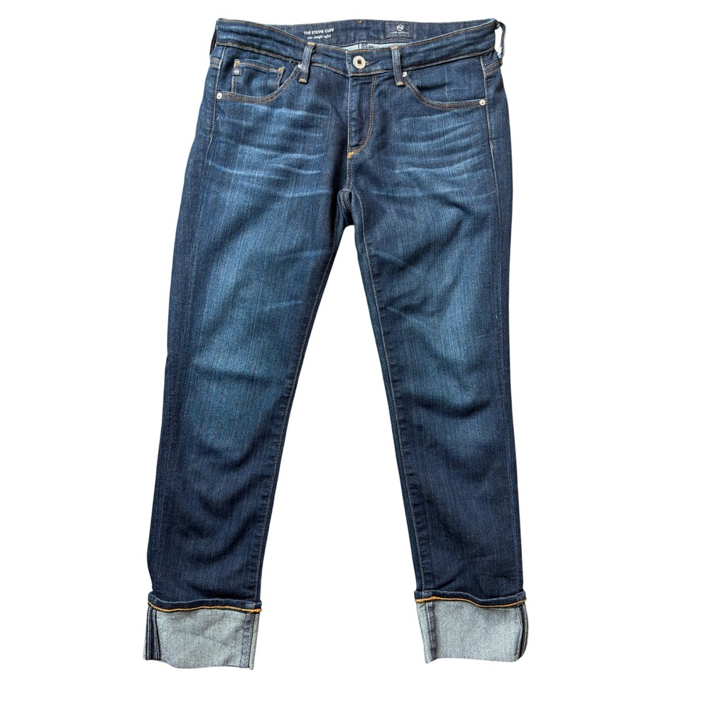 AG Adriano Goldschmied Jeans Womens 26 The Stevie Cuff Slim Straight Dark Blue